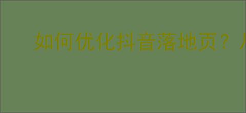 如何优化抖音落地页？从设计到内容布局的                </div>
                                <div class=